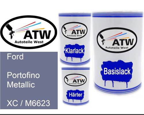 Ford, Portofino Metallic, XC / M6623: 500ml Lackdose + 500ml Klarlack + 250ml Härter - Set, von ATW Autoteile West.